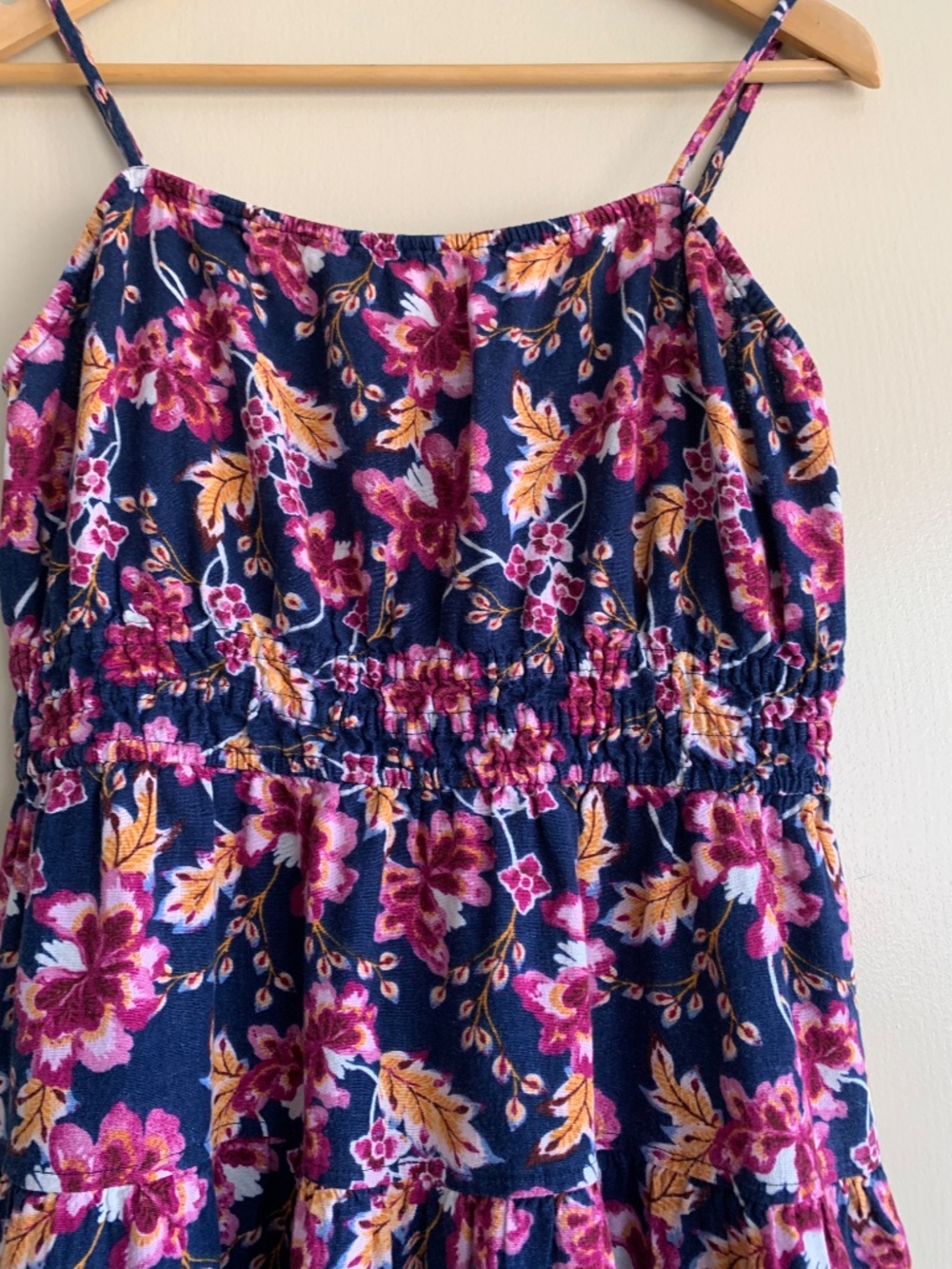 Old Navy Blue Punk Floral Line Blend MIDI Sundress Sz.L Beach Hawaiian Dress - Picture 3 of 10